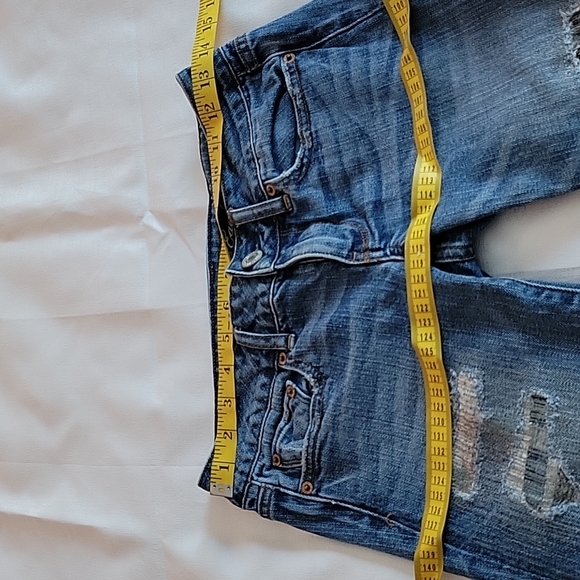 American Eagle low rise straight patchwork jeans size 2 - Picture 2 of 6